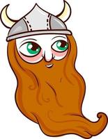 Viking with big beard, illustration, vector on white background