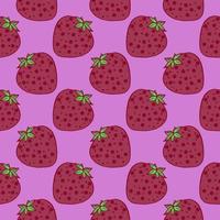 Red strawberry , seamless pattern on a purple background. vector