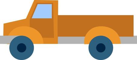 Orange truck, illustration, vector on white background.