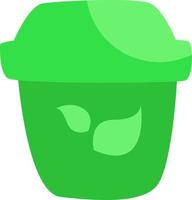 Green trash can, illustration, vector on a white background.