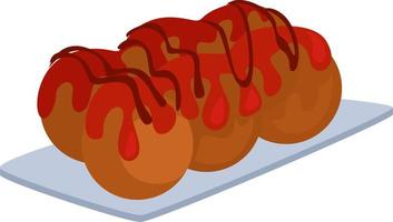 Takoyaki food, illustration, vector on white background