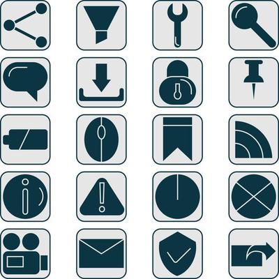 Web icon set, illustration, vector on a white background.