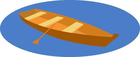 Wooden boat on water, illustration, vector on white background.