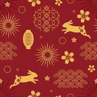 patrón de año nuevo chino de conejo rojo vector