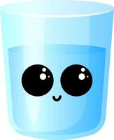 Glass of water with eyes, illustration, vector on white background