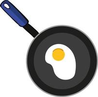 Egg in pan, illustration, vector on white background.