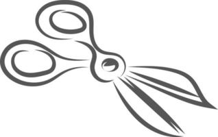 Scissors drawing, illustration, vector on white background.