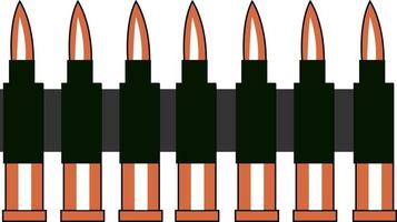 Machine gun bullets, illustration, vector on white background.