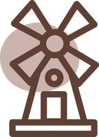 Brown windmill, illustration, vector on a white background.