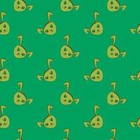 Angry little bunny,seamless pattern on green background. vector