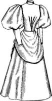 vestido de finales del siglo XIX, delantal como drapeado, grabado antiguo. vector