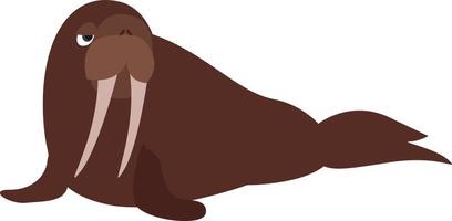 Big brown walrus, illustration, vector on white background