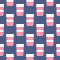 Pink jar , seamless pattern on a blue background. vector