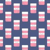 Pink jar , seamless pattern on a blue background. vector