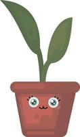 Plant in cute pot , illustration, vector on white background