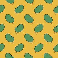 Green bean, seamless pattern on yellow background. vector