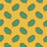 Green bean, seamless pattern on yellow background. vector