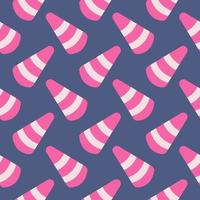 Pink cone,seamless pattern on purple background. vector
