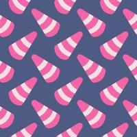 Pink cone,seamless pattern on purple background. vector