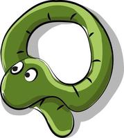 Green snake, illustration, vector on white background.