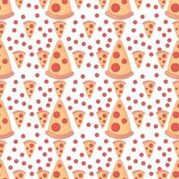 Pizza slice pattern, illustration, vector on white background.