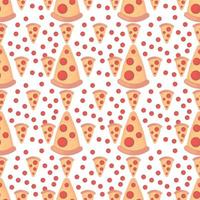 Pizza slice pattern, illustration, vector on white background.