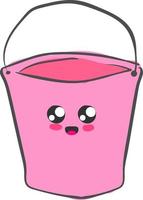 Cute pink bucket, illustration, vector on white background.