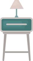 Nightstand with lamp, illustration, vector on white background.