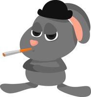 Bunny with cigarette, illustration, vector on white background