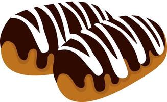 Eclair de chocolate, ilustración, vector sobre fondo blanco.