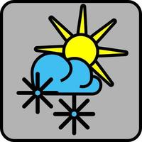 Sunny with some snow, illustration, vector on a white background.