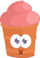 Ice cream in a little cone, illustration, vector on a white background.