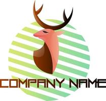 Simple logo vector illustration of a deer head on a green and white circle on white background