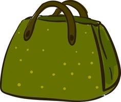 Big green bag, illustration, vector on white background.