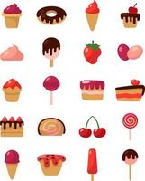 Bakery sweets, illustration, vector on a white background.