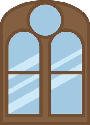 Tall house window, illustration, vector, on a white background.