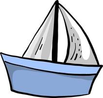 Blue boat, illustration, vector on white background