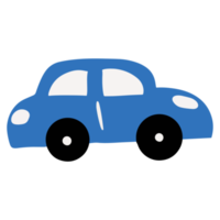 Car in blue color in childish style for cute ornament design png