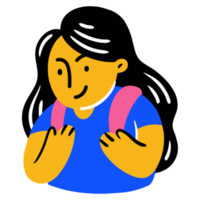 schattig meisjes vervelend rugzak in modieus illustratie en kleur voor terug naar school- thema ontwerp png