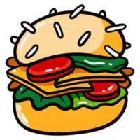 hamburguesa para un sabroso diseño temático de comida rápida. diseño de ilustración dibujado a mano png