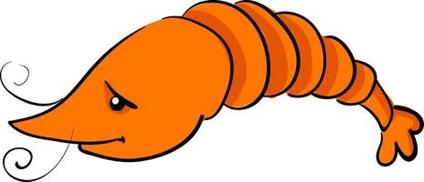 Sad shrimp, illustration, vector on white background.