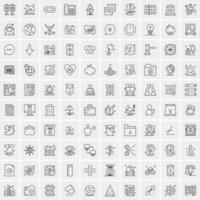 paquete de 100 iconos de líneas universales para móviles y web vector