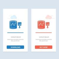 Brush Bucket Paint Painting  Blue and Red Download and Buy Now web Widget Card Template vector