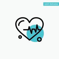 Heart Beat Science turquoise highlight circle point Vector icon