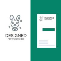 Bunny Easter Rabbit Grey Logo Design and Business Card Template vector