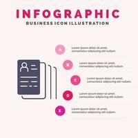 documento encontrar trabajo buscar icono sólido infografía 5 pasos presentación antecedentes vector