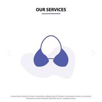 Our Services Beach Bikini Clothes Clothing Solid Glyph Icon Web card Template vector