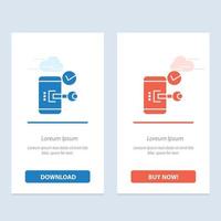 Key Lock Mobile Open Phone Security  Blue and Red Download and Buy Now web Widget Card Template vector