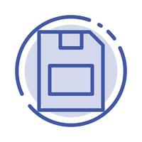 Card Memory Card Storage Data Blue Dotted Line Line Icon vector