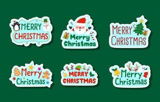 Christmas Party Sticker Set vector